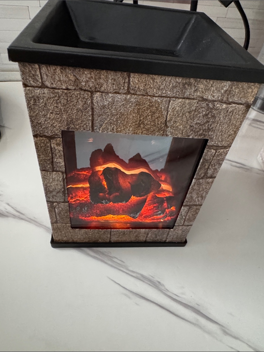Stone-Effect Electric Tabletop Candle Warmer - Brown